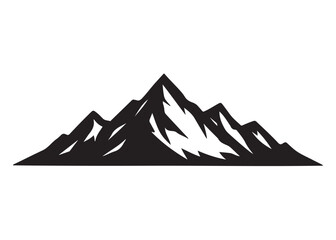 mountain logo silhouette vector, mountain logo icon silhouette, mountain with forest vector silhouette, rocky peaks mountain silhouette vector logo on white background