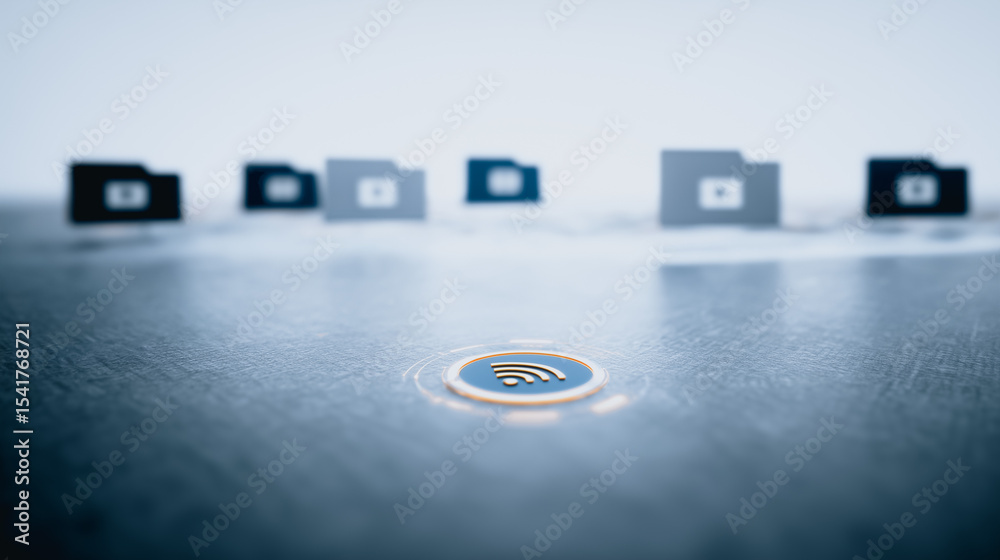 Poster data access: a conceptual image shows an illuminated fingerprint icon in the center, symbolizing sec