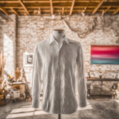 Naklejka premium White shirt on mannequin in art studio