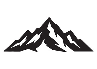 mountain logo silhouette vector, mountain logo icon silhouette, mountain with forest vector silhouette, rocky peaks mountain silhouette vector logo on white background