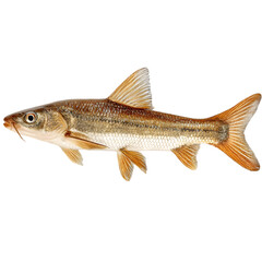 Naklejka premium Realistic depiction of a freshwater fish swimming in a clear river, showcasing its vibrant colors and natural habitat