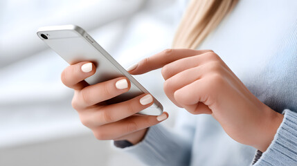Close-Up of Hand Holding Smartphone Indoors