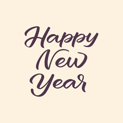 Elegant Happy New Year Calligraphy Vector Art — Festive Greeting Design with Decorative Typography