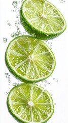 Vibrant Lime Slices Infuse Sparkling Summer Drink with Refreshing Citrus Zest