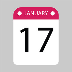 Fototapeta premium A Calendar Page for the Date January Seventeenth 
