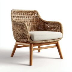 Modern Woven Chair: Cozy Minimalist Seating with Natural Fibers and Stylish Elegance