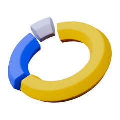 Blue and yellow chart business presentation 3d icon