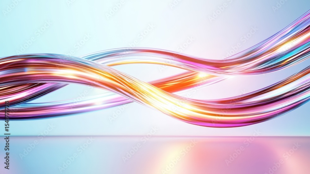 Poster an artistic composition of colorful abstract waves illuminated with shimmering lights, creating a me