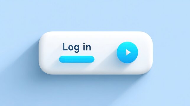 Minimal UI-inspired background with floating button and text "Log in", soft white and blue hues, clean shadows, modern interface look 