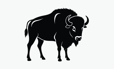 buffalo silhouette, wild animal vector, bison icon black, buffalo profile shape