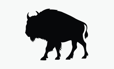 buffalo silhouette, wild animal vector, bison icon black, buffalo profile shape