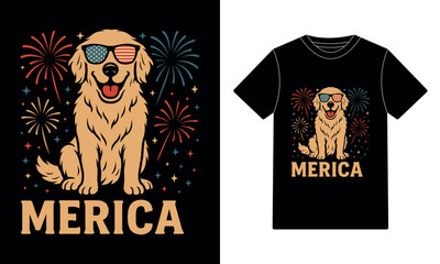 Patriotic Pup – Merica Fireworks Dog Tee