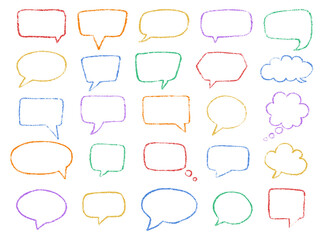 Colorful Outline Hand-Drawn Crayon Speech and Thought Bubble Vector Illustration