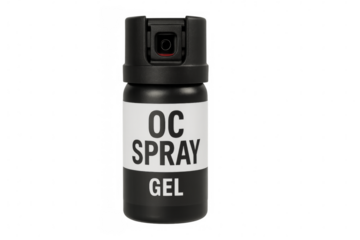 Black oc spray gel canister on transparent background