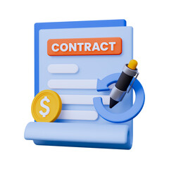 Business Contract Renewal and Agreement Process 3D Icon