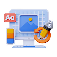 Logo Rebranding Process and Transformation Concept 3D Icon