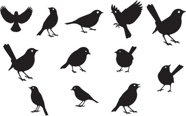 set of birds silhouettes