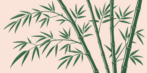 Fototapeta premium Raining cute , wallpaper and seamless tropical ,texture and silhouette green bamboo forest pink background 