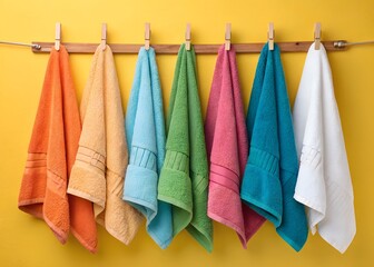 Vibrant Colored Towels Hanging Display