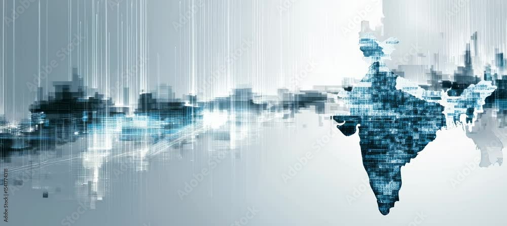 Poster Digital India map with copy space background. Business global marketing network. Generative AI technology.	

