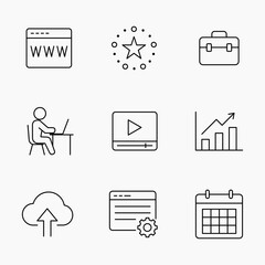 Minimal Outline icons Set for Digital Work and Online Business Tools,  Perfect for digital content
