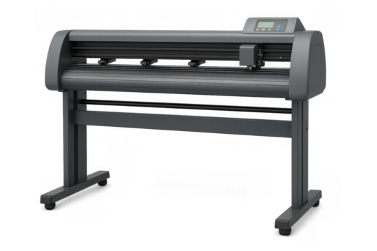 Vinyl cutter plotting machine on transparent background