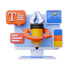Creative Graphic Designer Workspace. Graphic Design Tools 3D Icon
