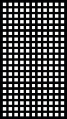 Black and white grid of white squares in vertical alignment, symmetrical pattern over black background. concept of geometric design, modern art, minimalistic decor, abstract motif