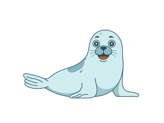 Fototapeta premium Adorable Cartoon Seal Illustration Happy Aquatic Mammal Vector Graphic