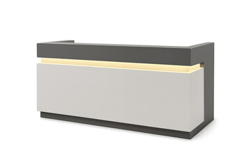 Modern reception desk with backlight on transparent background