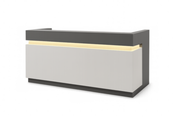 Modern reception desk with backlight on transparent background