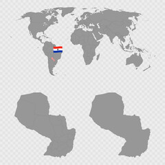 Obraz premium Paraguay Map Set with World Location.