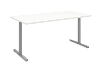 Modern white desk with silver legs on transparent background