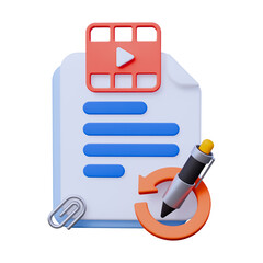 3D Movie Script and Screenwriting 3D Icon