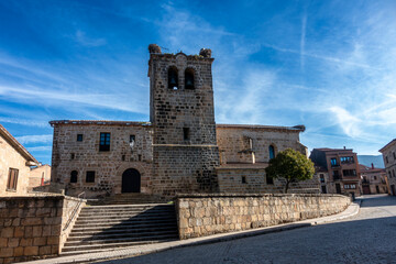 Obraz premium Romanesque (with Gothic Elements) 12th-13th Century San Miguel Arcangel Church in Duruelo de la Sierra, Soria, Castilla y Leon, Spain
