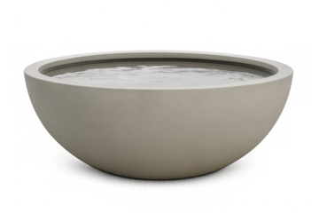 Modern round stone basin holding water with transparent background