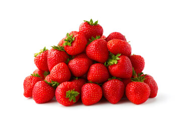 Pile of Fresh Strawberries Isolated on White