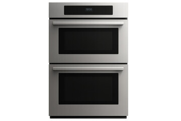 Fototapeta premium Modern double oven showing 12:00 on transparent background