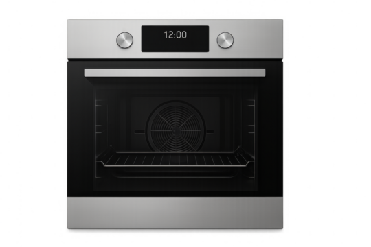 Empty electric oven showing time on transparent background - Powered by Adobe