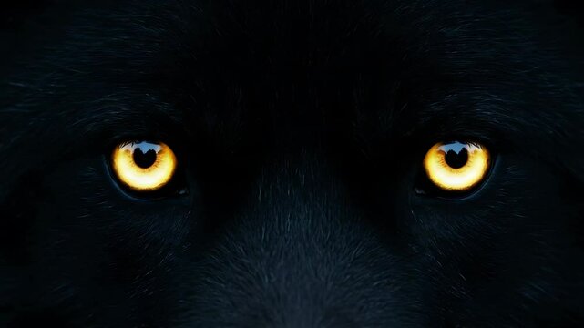 Hypnotic Yellow Gaze: Mesmerizing Black Panther Eyes Staring from the Darkness