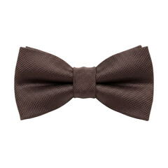 Textured chocolate brown bow tie, symmetrical and neatly tied, formal wear