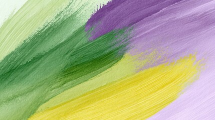 Watercolor background with smooth brush strokes in layered green, yellow, and purple hues, artistic 