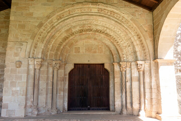 Romanesque Portal of San Jorge de Azuelo Monastery Church, Navarre, Spain