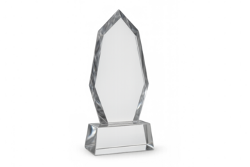 Blank customizable crystal award trophy on transparent background