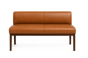 Modern leather two-seater sofa isolated on transparent background