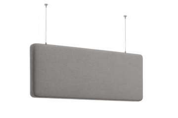 Hanging gray rectangular sound absorbing panel with transparent background