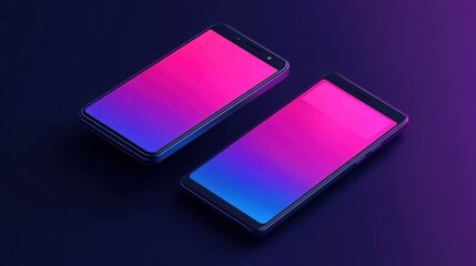Two smartphones with vibrant gradients