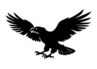 Obraz premium Simple Single Eagle Silhouette – Minimal Bird Vector on White Background