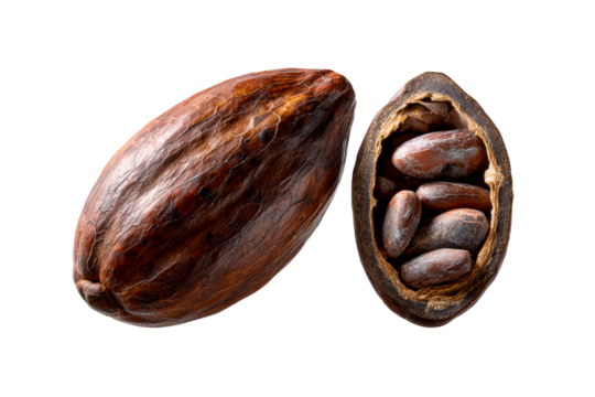 Cacao pod with seeds revealing rich chocolate potential