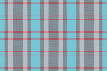 Mixed vector check pattern, apartment fabric texture seamless. Wide background tartan plaid textile in cyan and red colors.